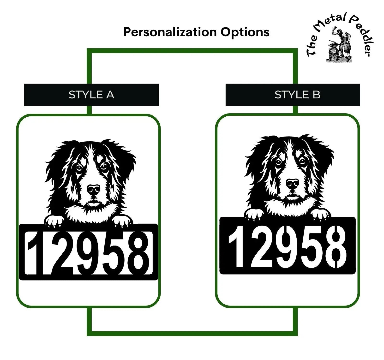 Bernese Mountain Dog Address Sign - Detailed Design with Custom House Numbers