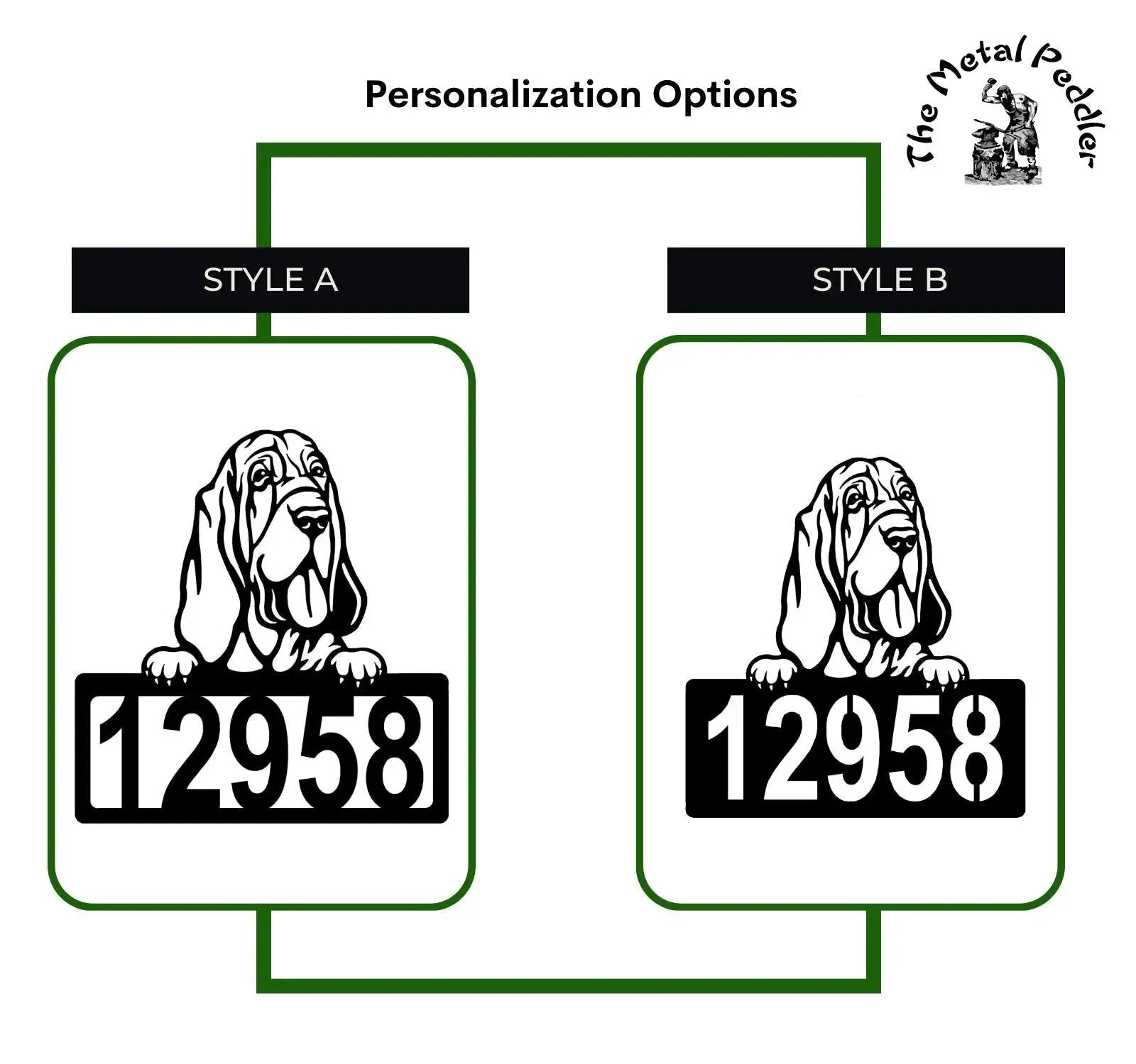 Bloodhound Address Sign - Detailed Dog Design with Custom House Numbers