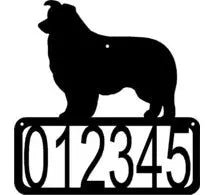 Border Collie Dog House Address Sign