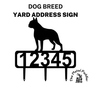 Boston Terrier Yard Address Sign with Stakes
