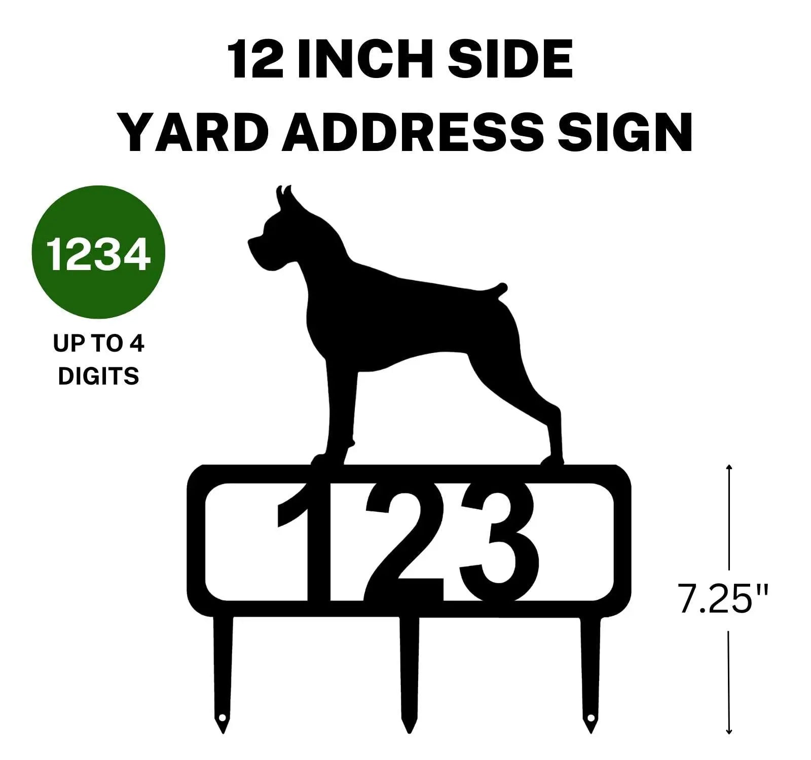 Boxer Dog Yard Address Sign with Stakes