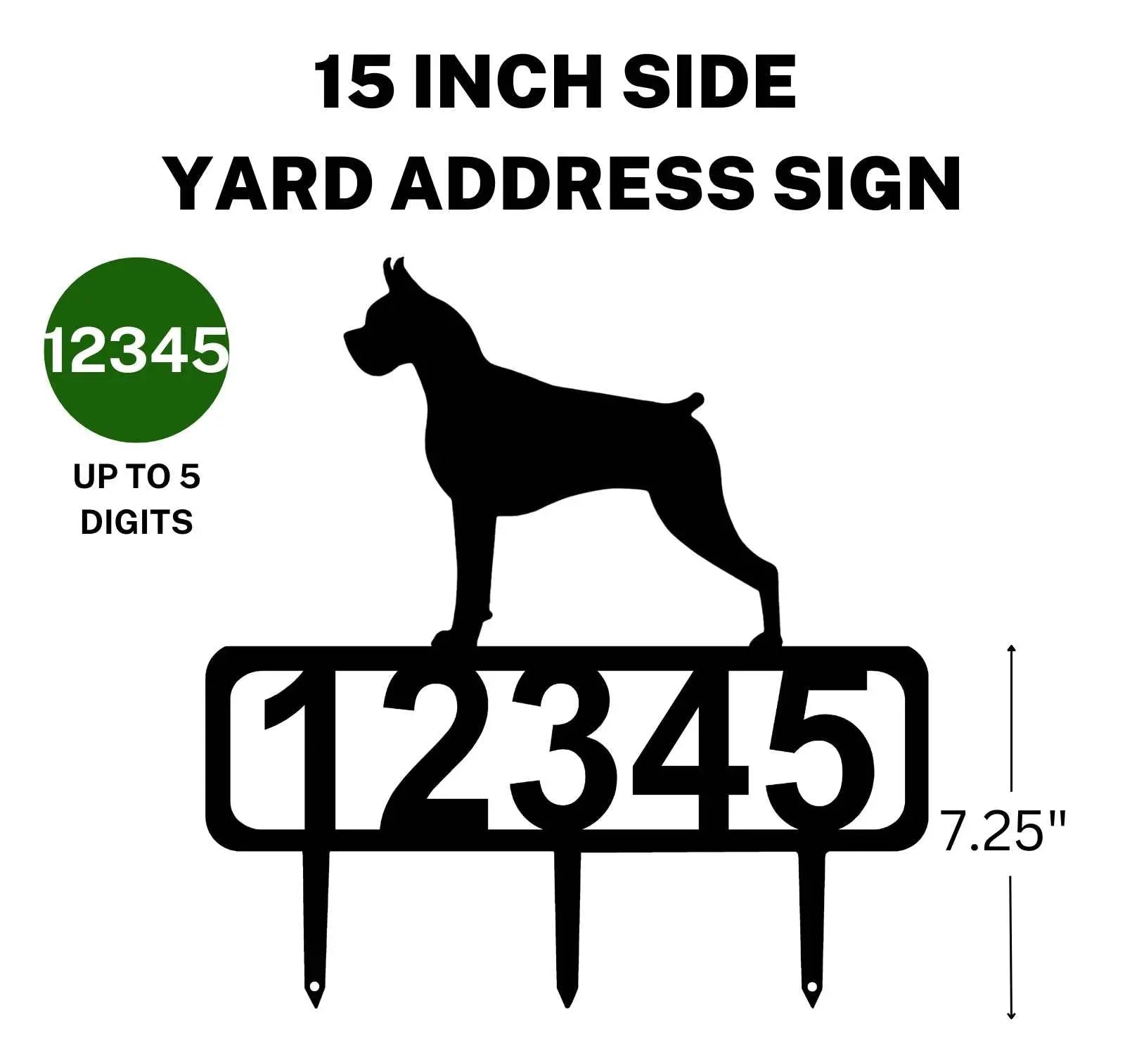Boxer Dog Yard Address Sign with Stakes
