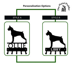 Boxer Dog Personalized Key Holder and Leash Hanger -  5 Hooks