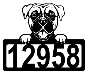 Boxer #2 Address Sign - Detailed Dog Design with Custom House Numbers