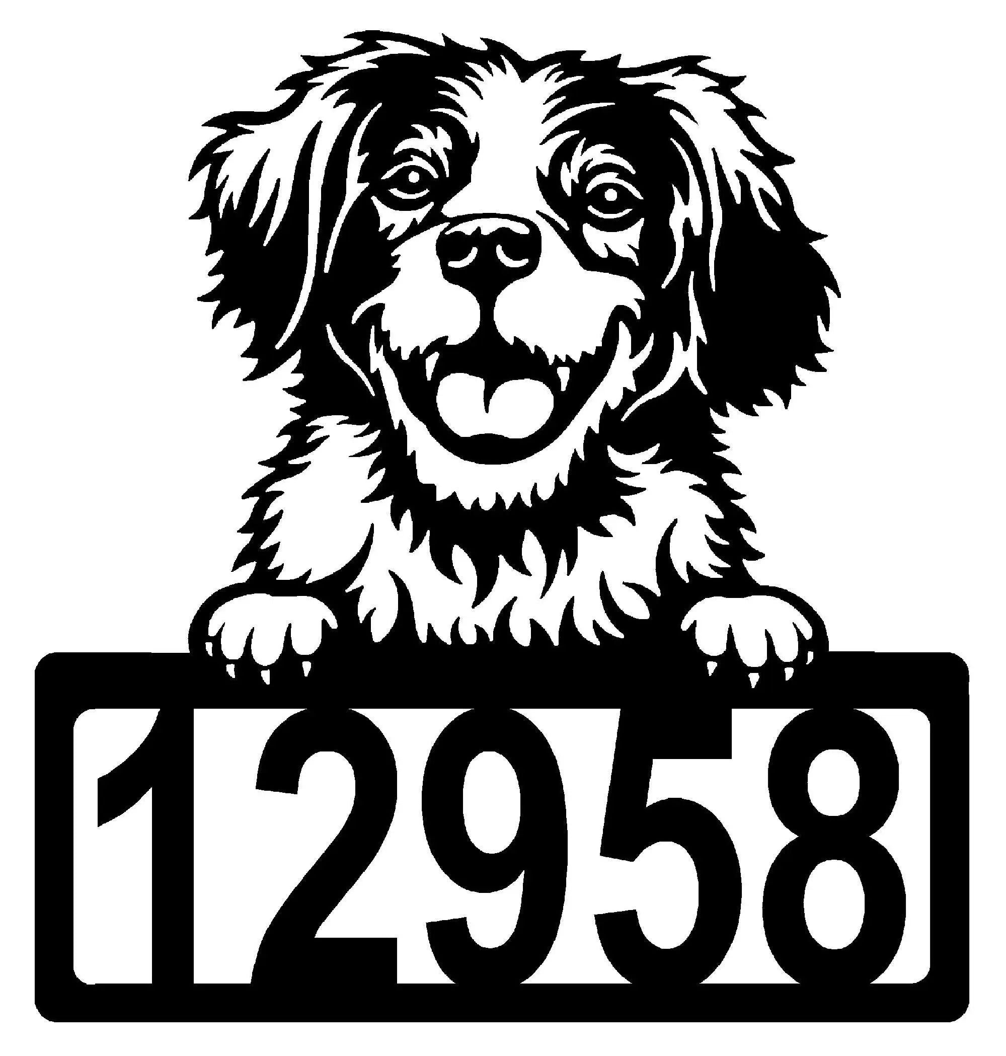 Brittany Spaniel Address Sign - Detailed Dog Design with Custom House Numbers