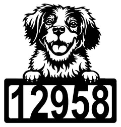 Brittany Spaniel Address Sign - Detailed Dog Design with Custom House Numbers