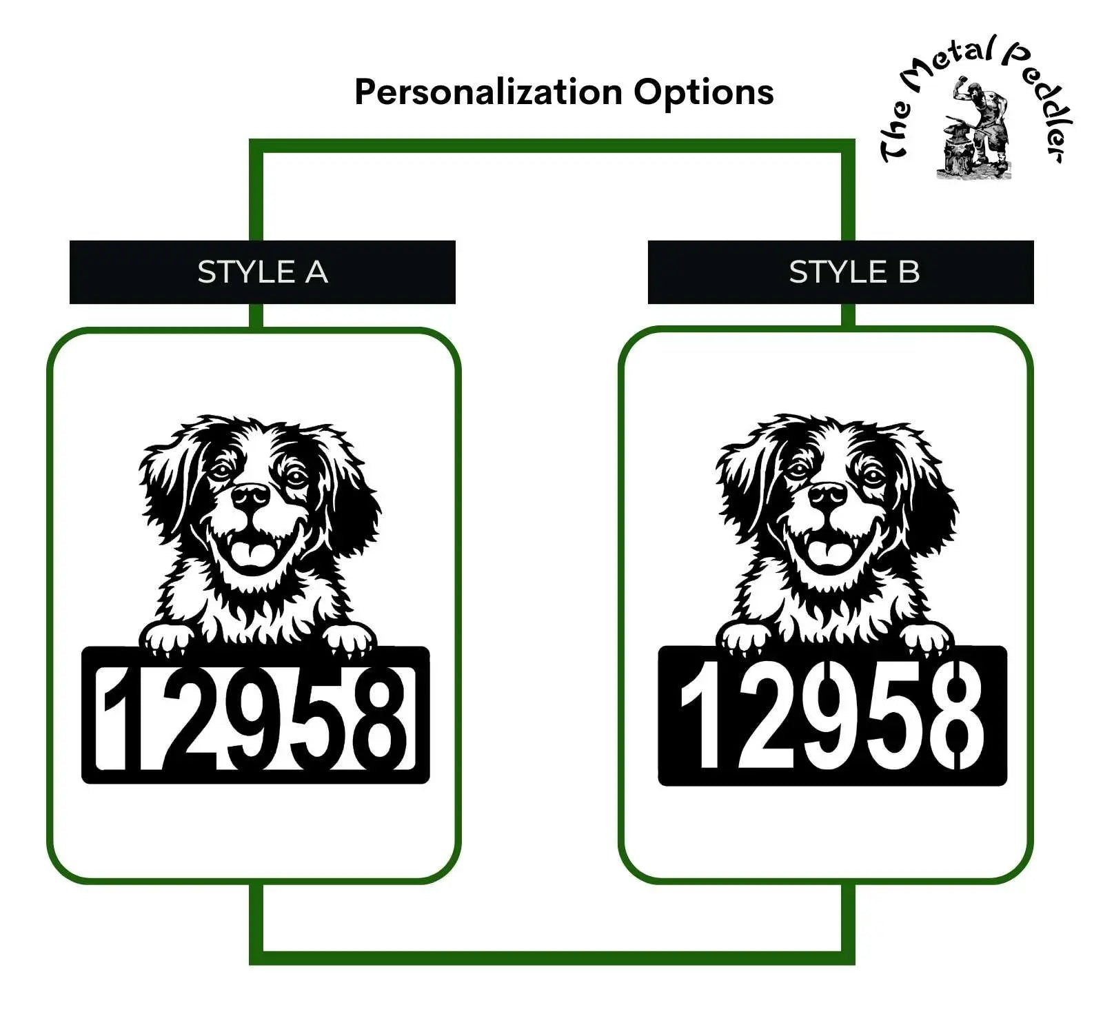 Brittany Spaniel Address Sign - Detailed Dog Design with Custom House Numbers