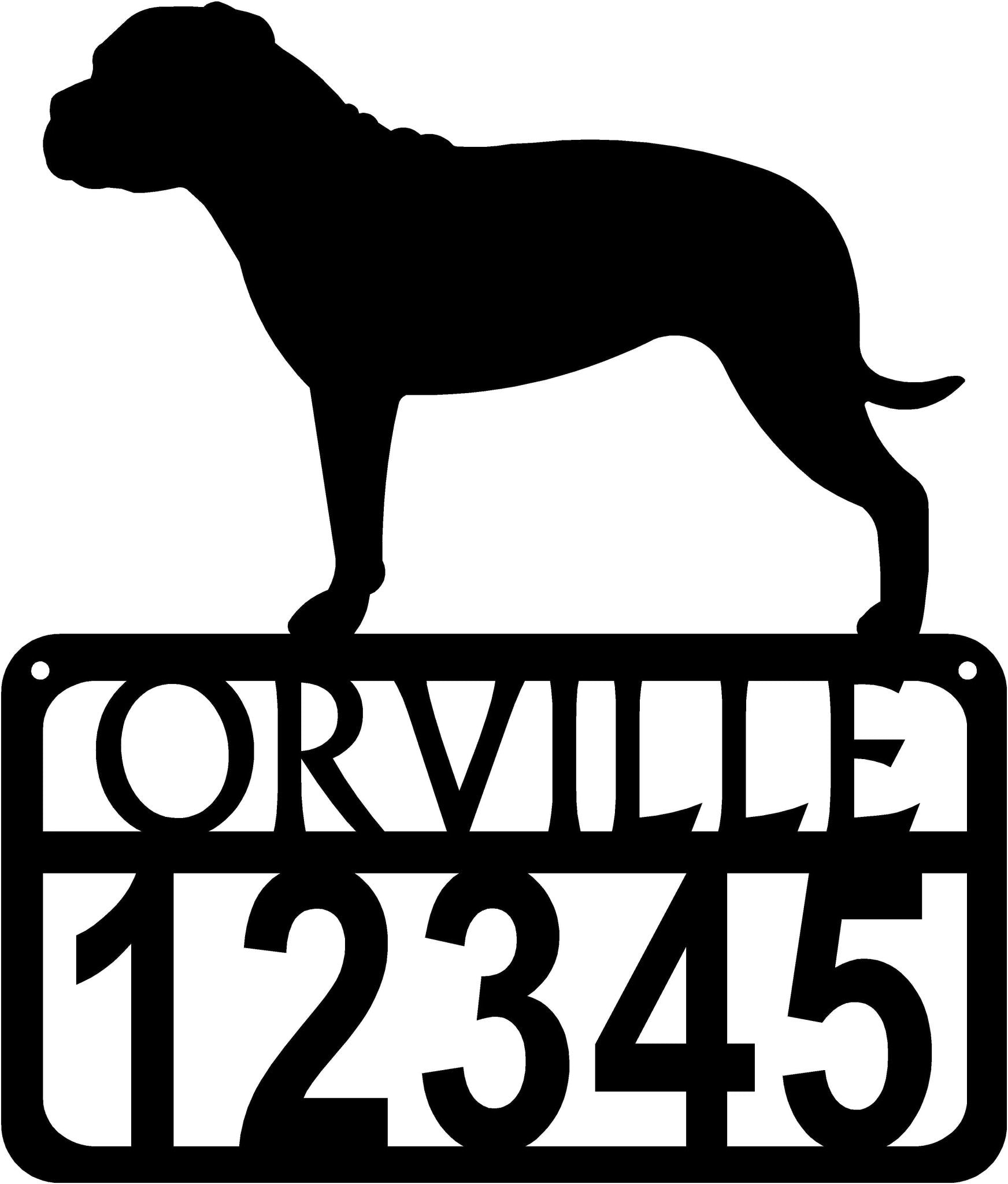 Bullmastiff House Address Sign for Name & Number | Dog Gifts