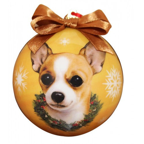 E&S Imports Shatter Proof Ball Christmas Ornament - Chihuahua (Tan)(CBO-10)