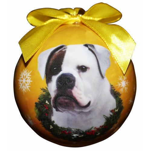 E&S Imports Shatter Proof Ball Christmas Ornament - American Bulldog(CBO-110)