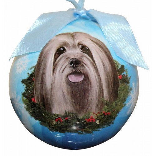 E&S Imports Shatter Proof Ball Christmas Ornament - Lhasa Apso(CBO-23)