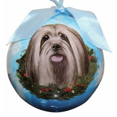 E&S Imports Shatter Proof Ball Christmas Ornament - Lhasa Apso(CBO-23)