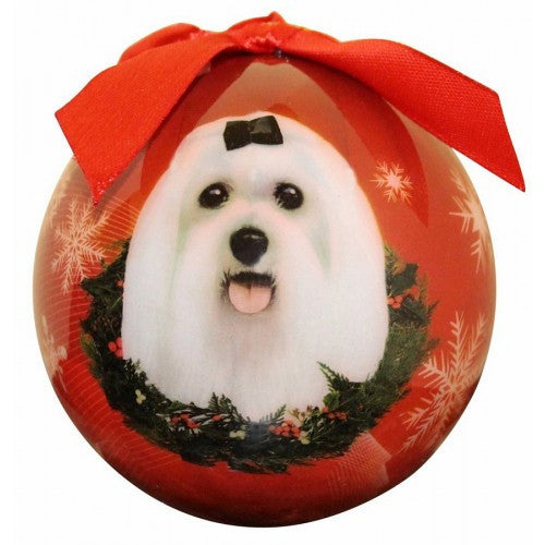 E&S Imports Shatter Proof Ball Christmas Ornament - Maltese(CBO-24)