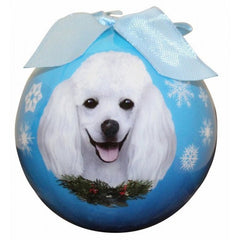 E&S Imports Shatter Proof Ball Christmas Ornament - Poodle (white)(CBO-28)