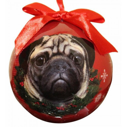 E&S Imports Shatter Proof Ball Christmas Ornament - Pug(CBO-31)