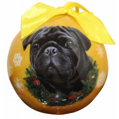 E&S Imports Shatter Proof Ball Christmas Ornament - Pug (black)(CBO-32)