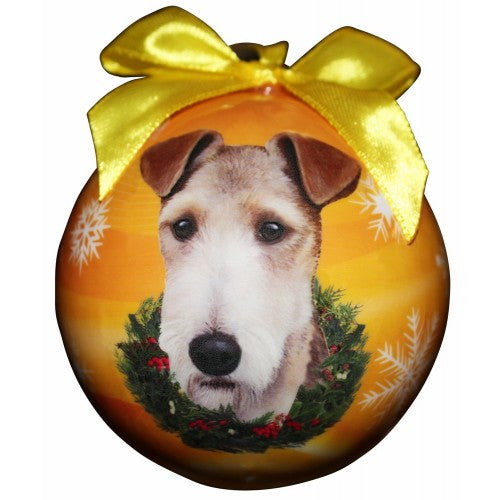 E&S Imports Shatter Proof Ball Christmas Ornament - Wire Fox Terrier(CBO-56)