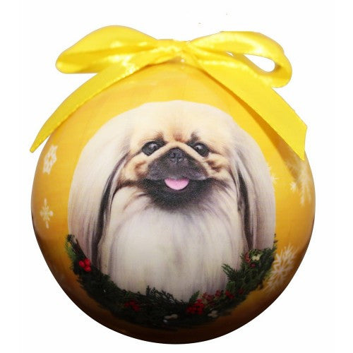 E&S Imports Shatter Proof Ball Christmas Ornament - Pekingese(CBO-61)