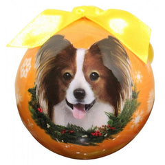 E&S Imports Shatter Proof Ball Christmas Ornament - Papillon(CBO-63)