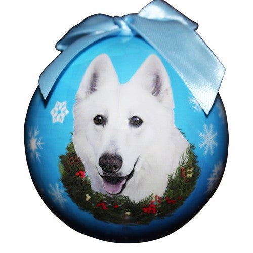 E&S Imports Shatter Proof Ball Christmas Ornament - German Shepherd (white)(CBO-75w)