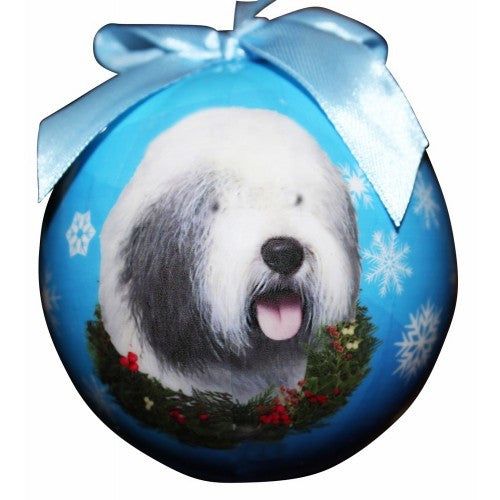 E&S Imports Shatter Proof Ball Christmas Ornament - Old English Sheepdog(CBO-77)