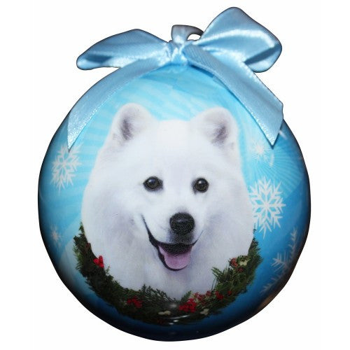 E&S Imports Shatter Proof Ball Christmas Ornament - American Eskimo(CBO-85)