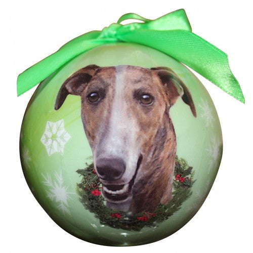E&S Imports Shatter Proof Ball Christmas Ornament - Greyhound (brindle)(CBO-94)