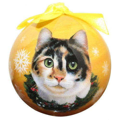 E&S Imports Shatter Proof Ball Christmas Ornament - Calico cat(CBOC-2)