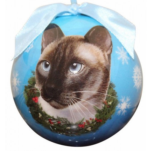 E&S Imports Shatter Proof Ball Christmas Ornament - Siamese cat(CBOC-7)