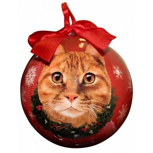 E&S Imports Shatter Proof Ball Christmas Ornament - Tabby Cat (Orange)(CBOC-8)