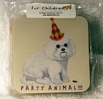 Fur Children Party Animal Coasters - Bichon Frise (PC040419)