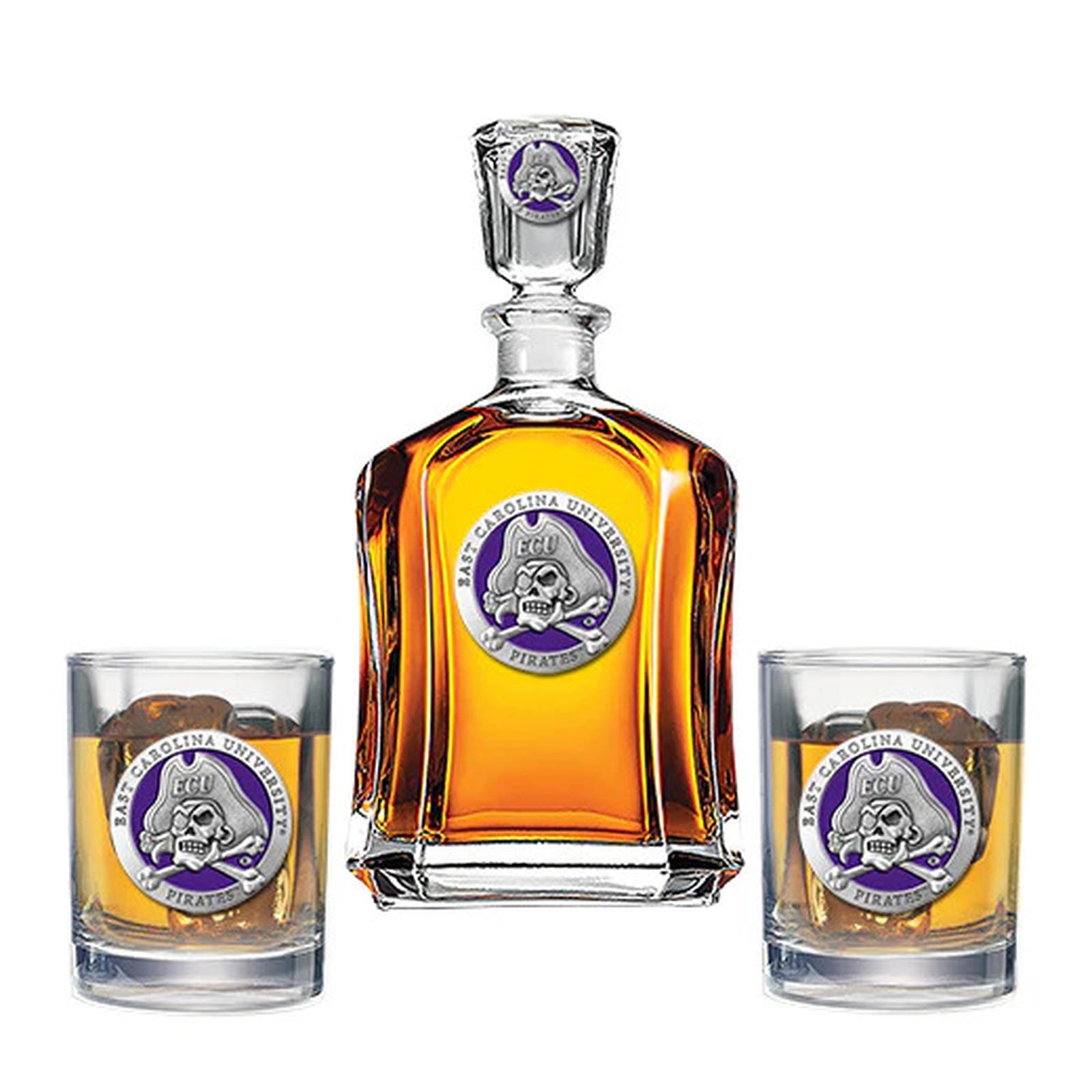 East Carolina University Capitol Decanter with 2 Glasses