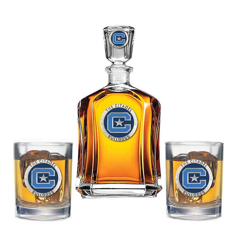 The Citadel Capitol Decanter with 2 Glasses