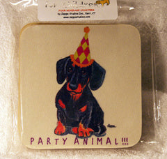 Fur Children Party Animal Coasters - Dachshund (Black/Tan) (PC040449)
