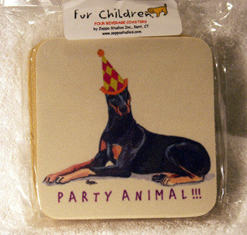 Fur Children Party Animal Coasters - Doberman (PC040455)