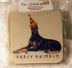 Fur Children Party Animal Coasters - Doberman (PC040455)