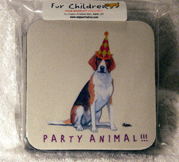 Fur Children Party Animal Coasters - English Foxhound (PC040459)