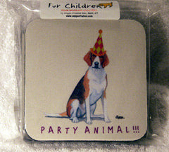 Fur Children Party Animal Coasters - English Foxhound (PC040459)