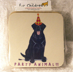 Fur Children Party Animal Coasters - Labrador Retriever (Black) (PC040485)