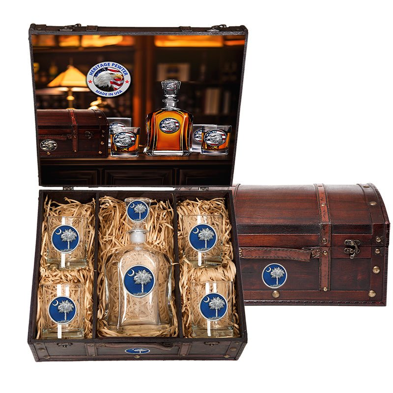 South Carolina Palmetto Capitol Decanter Chest Set