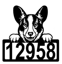 Cardigan Welsh Corgi Address Sign - Detailed Dog Design with Custom House Numbers