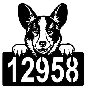 Cardigan Welsh Corgi Address Sign - Detailed Dog Design with Custom House Numbers