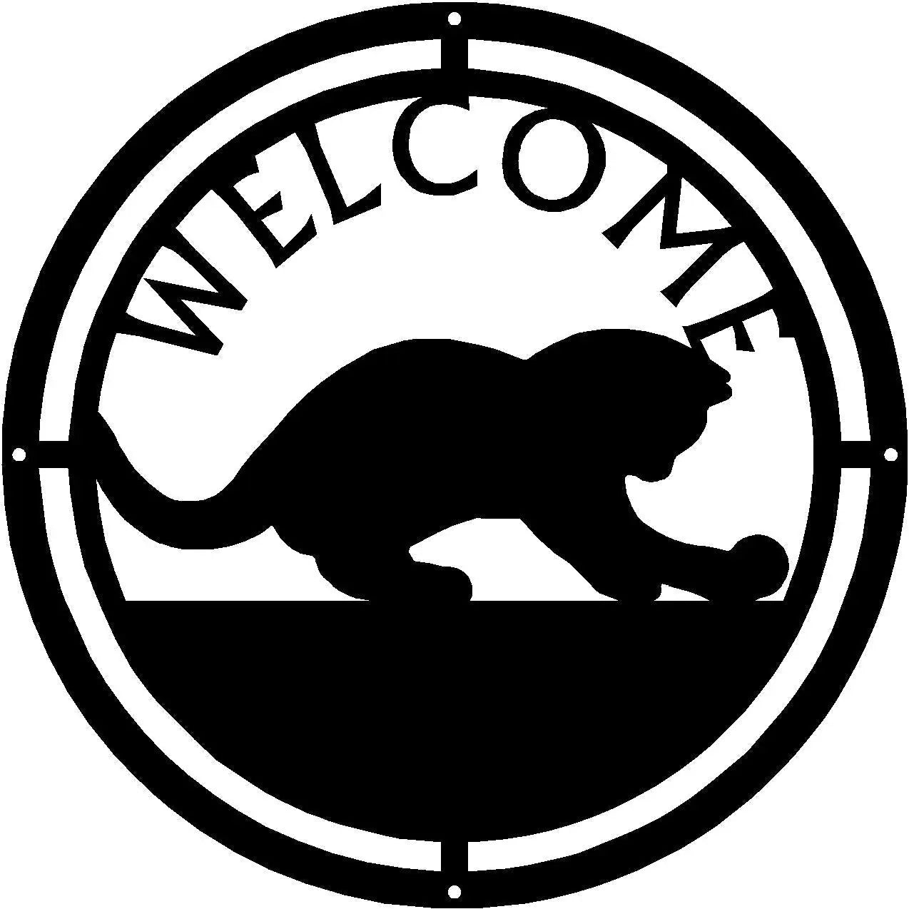 Cat #01 Round Welcome Sign