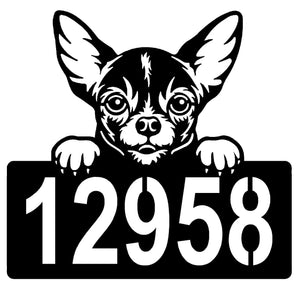 Chihuahua #1 Address Sign - Detailed Dog Design with Custom House Numbers