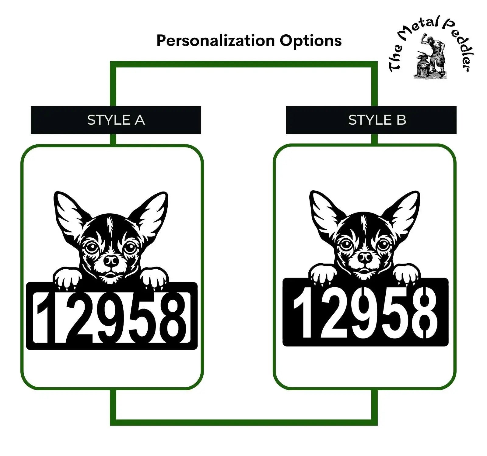Chihuahua #1 Address Sign - Detailed Dog Design with Custom House Numbers