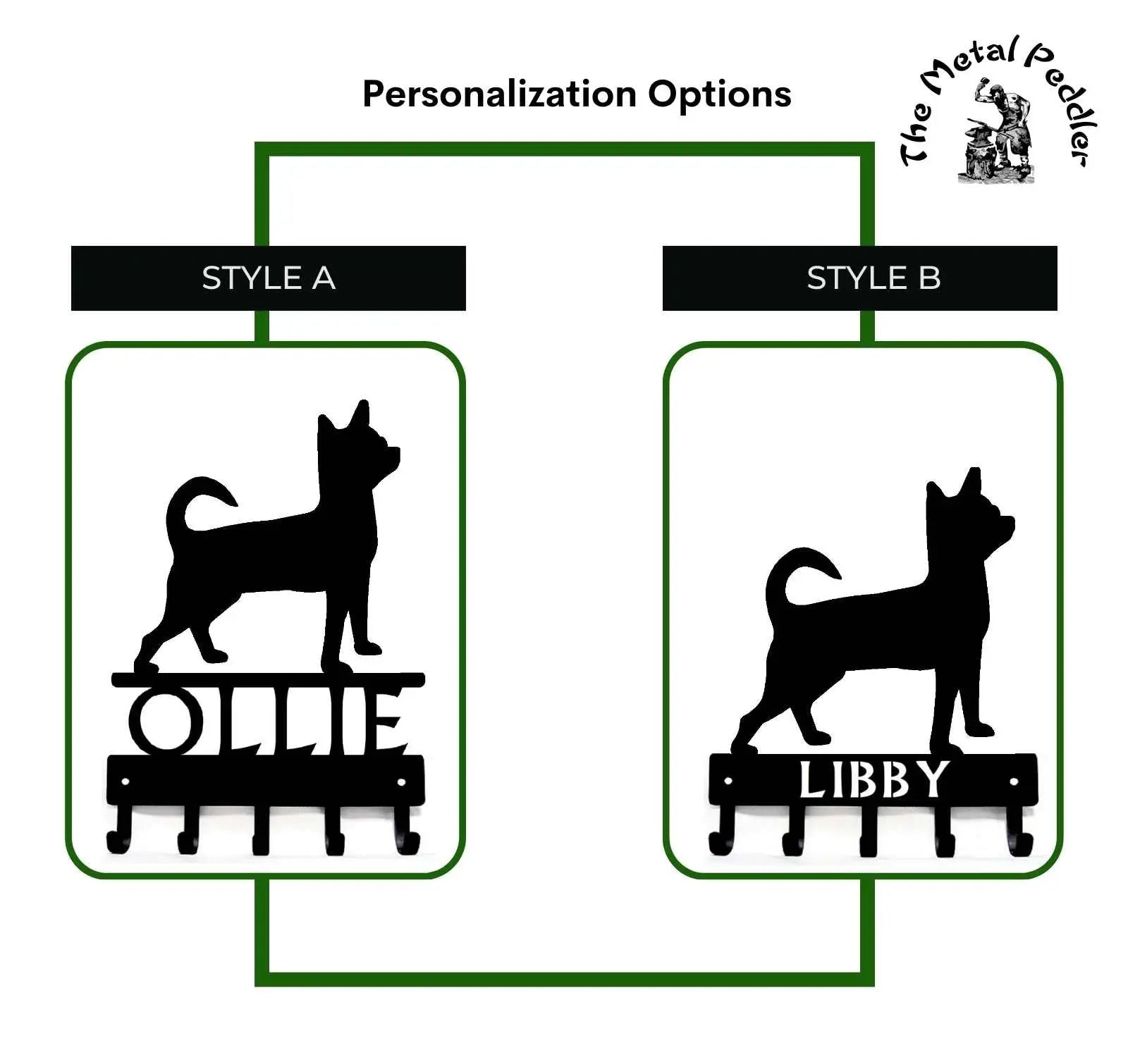 Chihuahua Personalized Key and Leash Holder -  5 Hooks