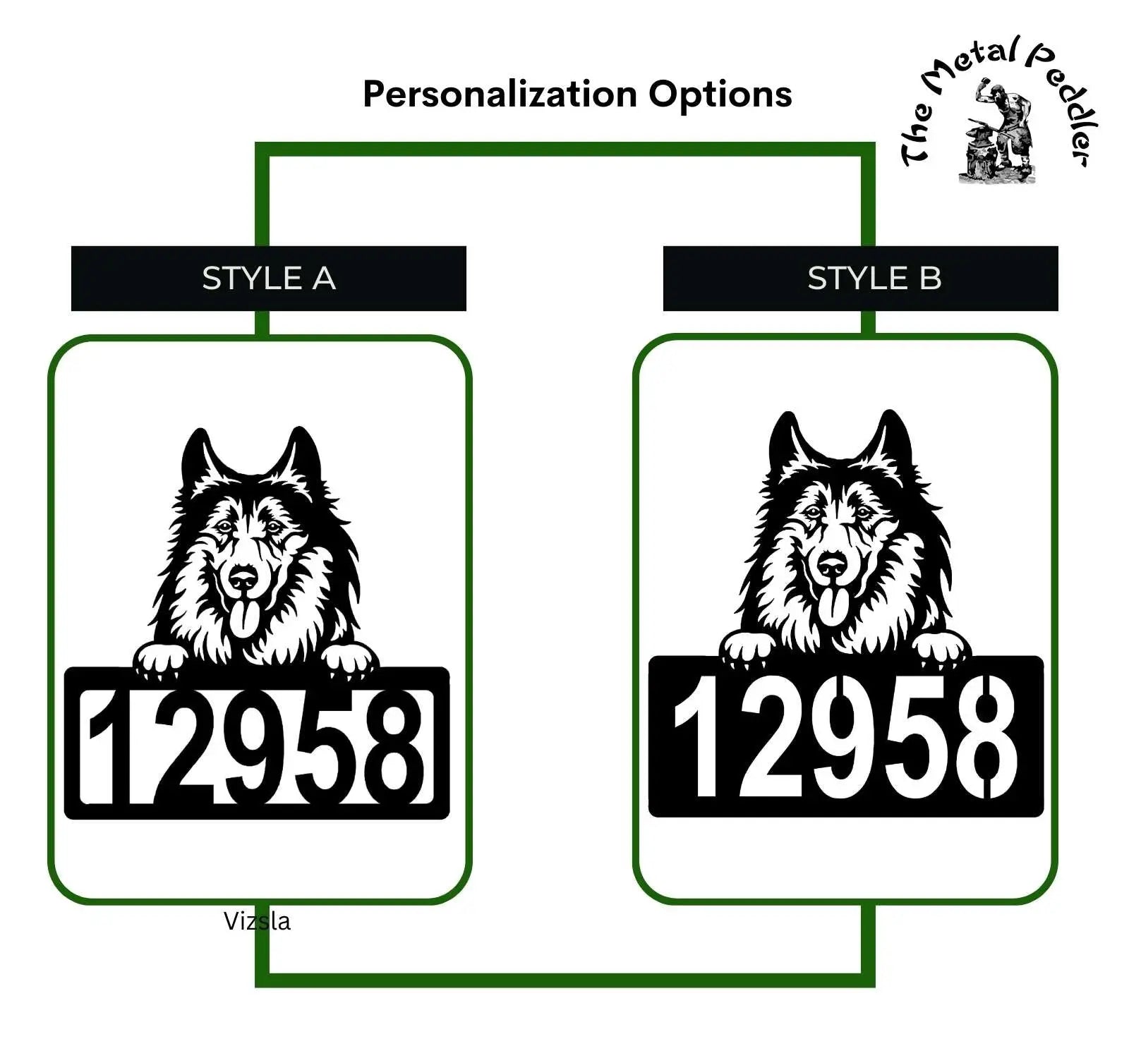 Collie Address Sign - Detailed Dog Design with Custom House Numbers