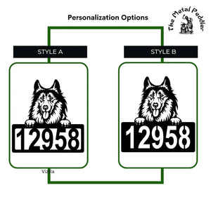 Collie Address Sign - Detailed Dog Design with Custom House Numbers