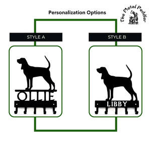 Coonhound Personalized Key and Leash Hanger -  5 Hooks