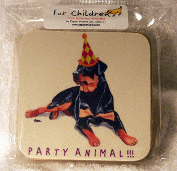 Fur Children Party Animal Coasters - Rottweiler (PC0404116)